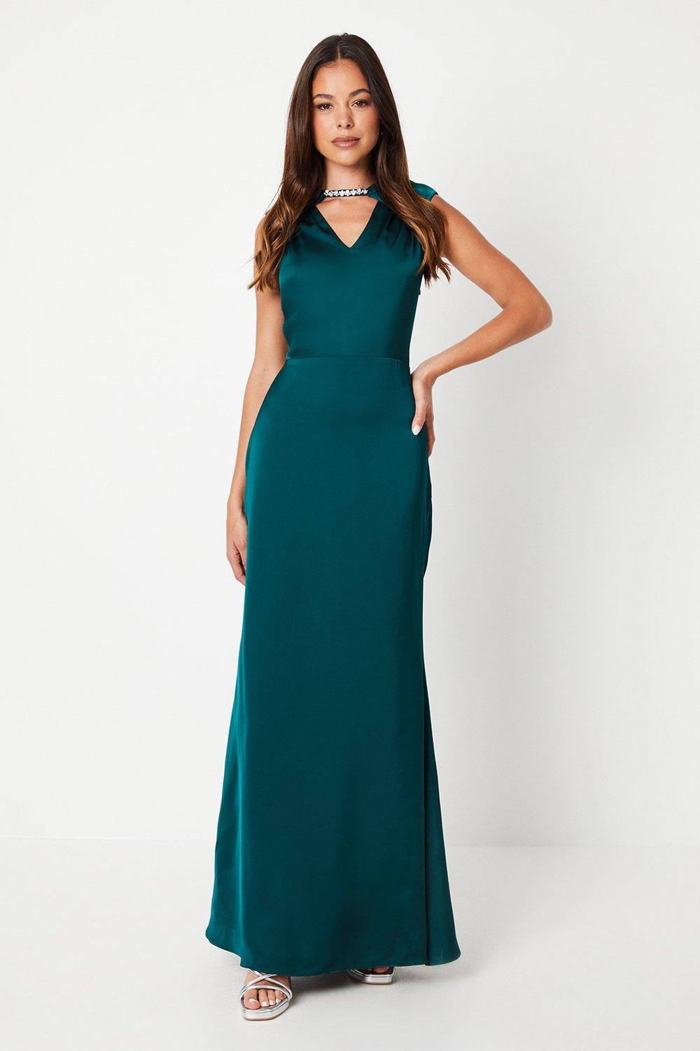 Dresses | Jewel Trim Cowl Back Satin Gown | Coast