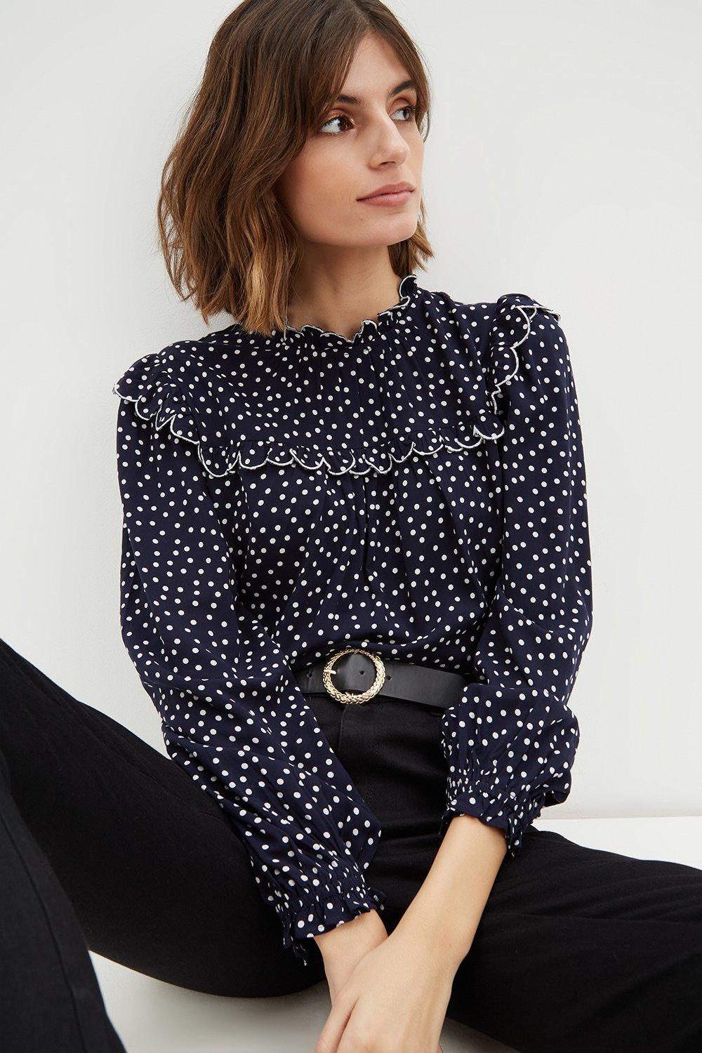 Navy store spot blouse