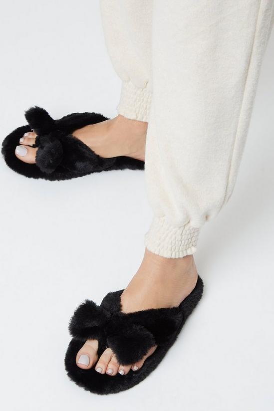Dorothy Perkins Hensley Faux Fur Bow Slippers 1