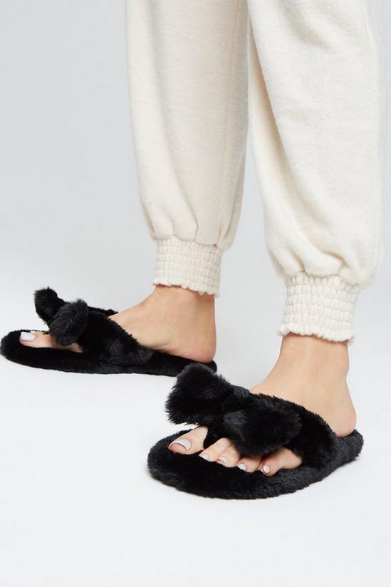 Dorothy Perkins Hensley Faux Fur Bow Slippers 3