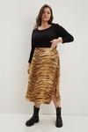 Dorothy Perkins Curve Tiger Animal Satin Print Midi Skirt thumbnail 1