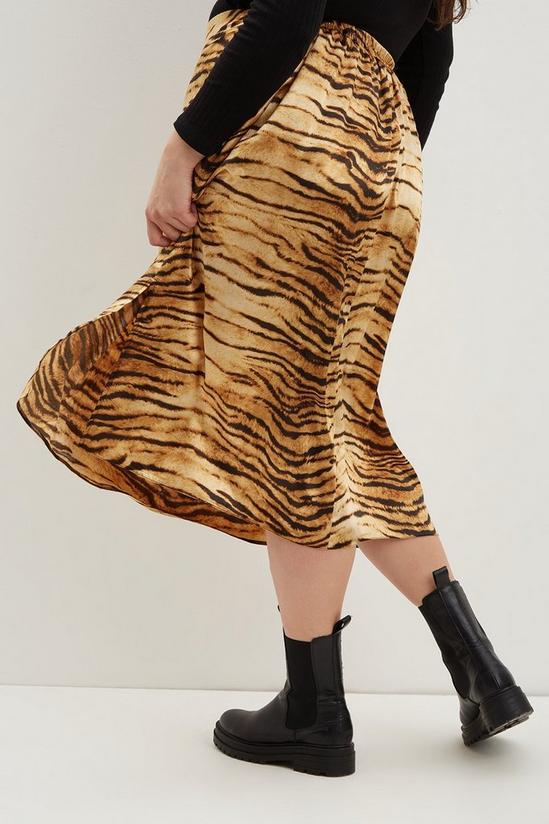 Dorothy Perkins Curve Tiger Animal Satin Print Midi Skirt 3