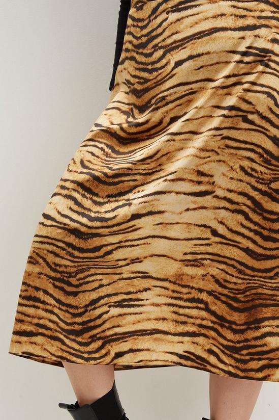 Dorothy Perkins Curve Tiger Animal Satin Print Midi Skirt 4
