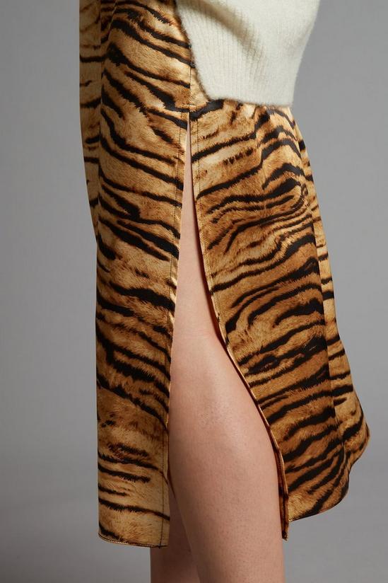 Dorothy Perkins Petite Tiger Print Satin Midi Skirt 4