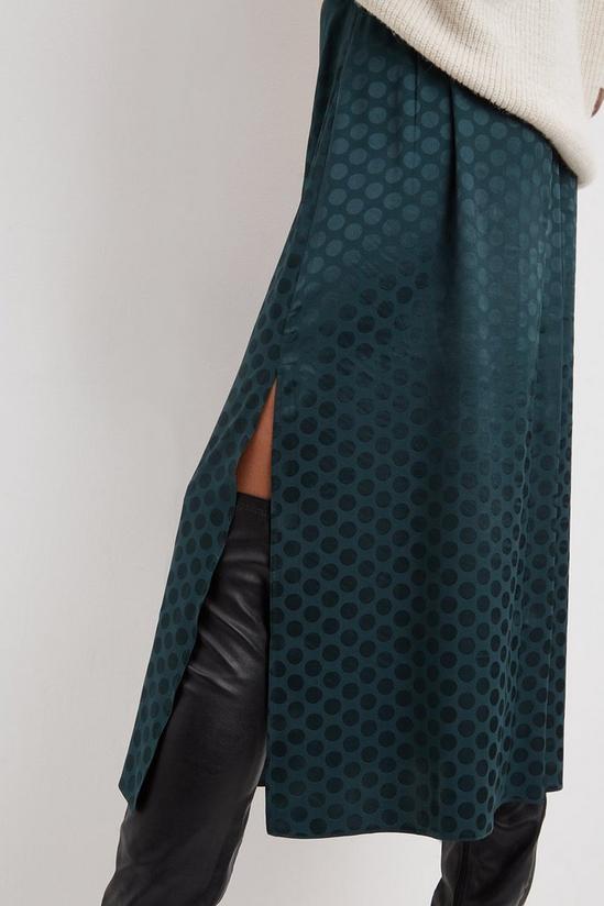 Dorothy Perkins Tall Green Satin Spot Jacquard Midi Skirt 4