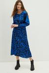 Dorothy Perkins Blue Leopard Printed Satin Maxi Dress thumbnail 1