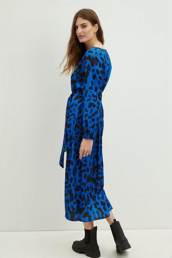 Dorothy Perkins Blue Leopard Printed Satin Maxi Dress 3