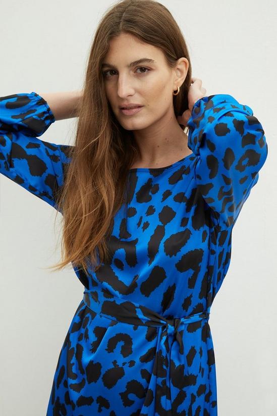 Dorothy Perkins Blue Leopard Printed Satin Maxi Dress 4