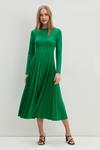 Dorothy Perkins Green Pleated Long Sleeve Midi Dress thumbnail 1