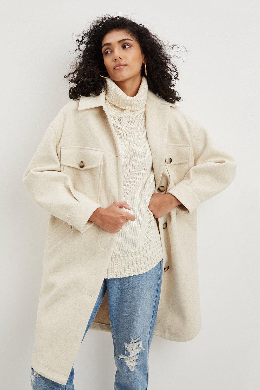 Jackets & Coats | Longline Pocket Detail Shacket | Dorothy Perkins