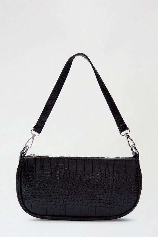 Dorothy Perkins Black Croc Shoulder Bag 2