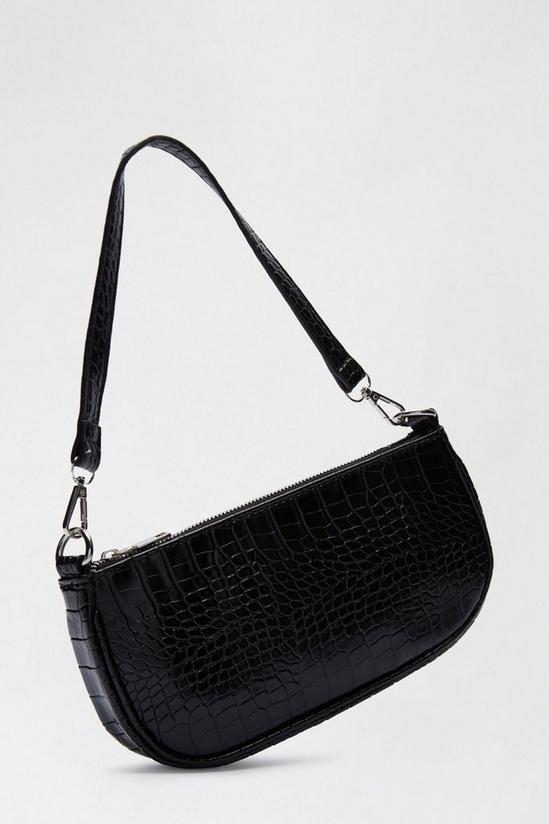 Dorothy Perkins Black Croc Shoulder Bag 3