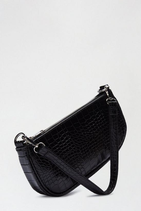 Dorothy Perkins Black Croc Shoulder Bag 4