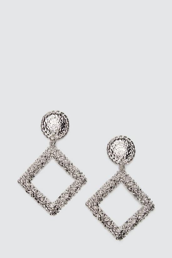 Dorothy Perkins Silver Hammered Square Earrings 1