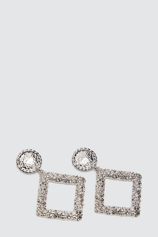 Dorothy Perkins Silver Hammered Square Earrings 2