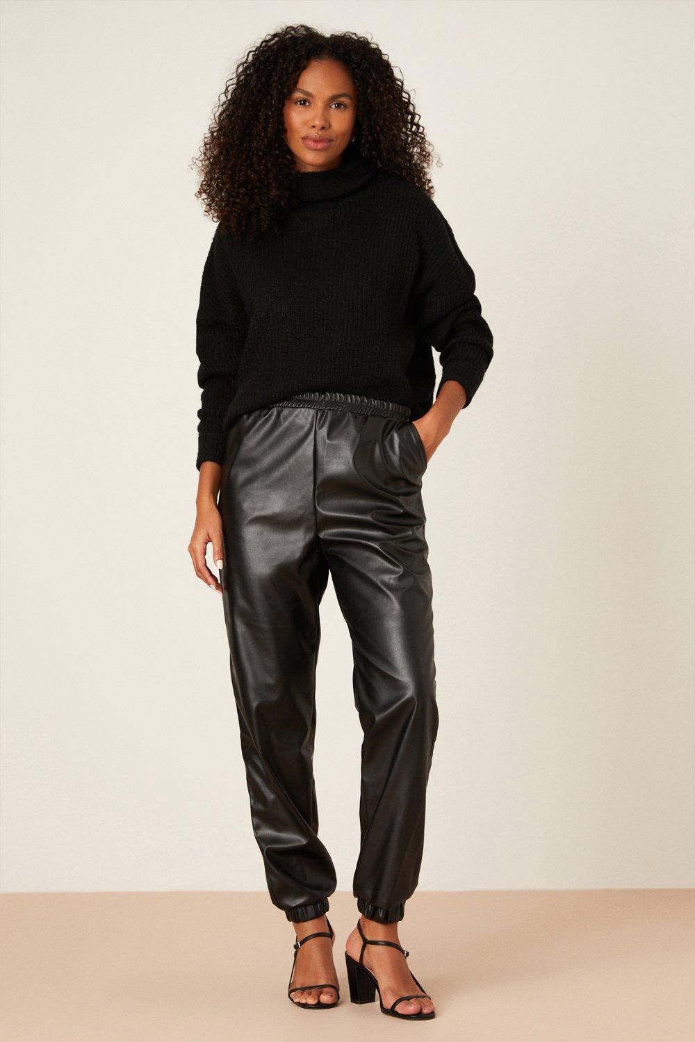 Trousers Faux Leather Joggers Dorothy Perkins