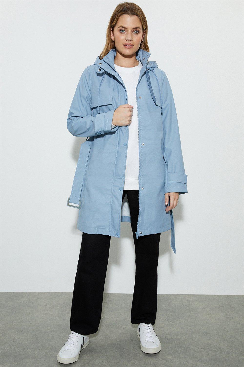 Hooded 2025 belted raincoat