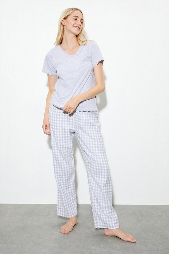 Dorothy Perkins T-Shirt And Gingham Wide Leg Pyjama Set 1