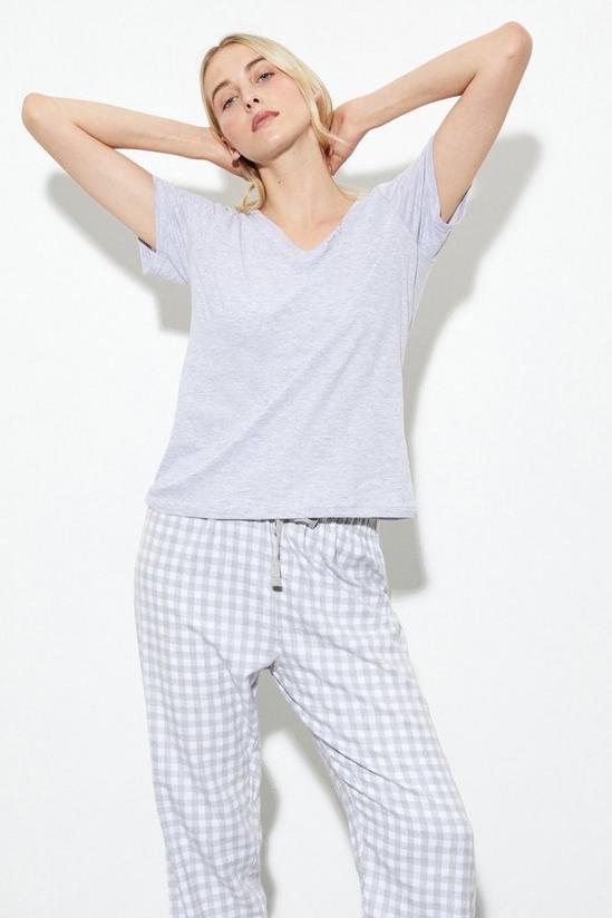 Dorothy Perkins T-Shirt And Gingham Wide Leg Pyjama Set 2
