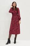 Dorothy Perkins Pink Ditsy Textured Shirred Midi Dress thumbnail 1