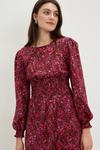 Dorothy Perkins Pink Ditsy Textured Shirred Midi Dress thumbnail 4