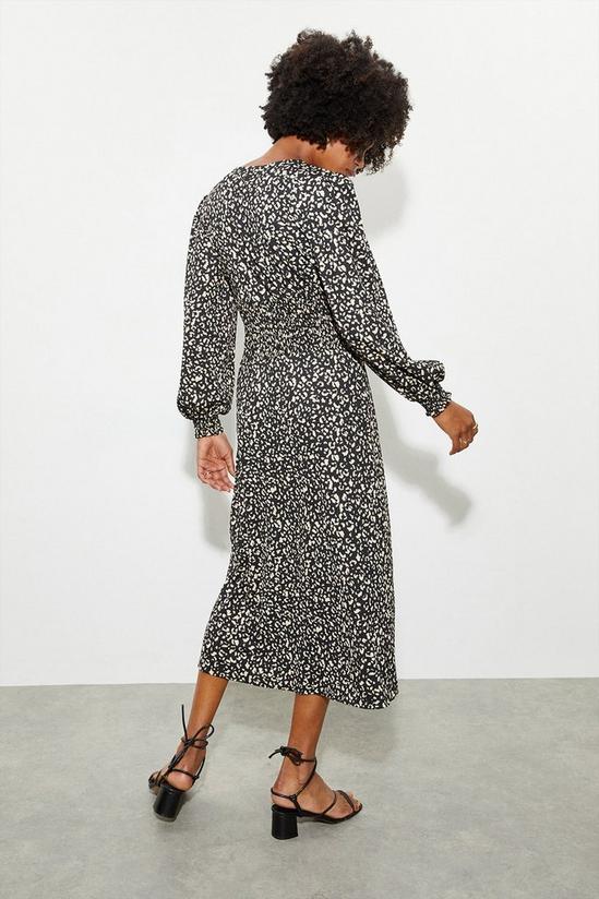 Dorothy Perkins Black Animal Textured Shirred Midi Dress 3