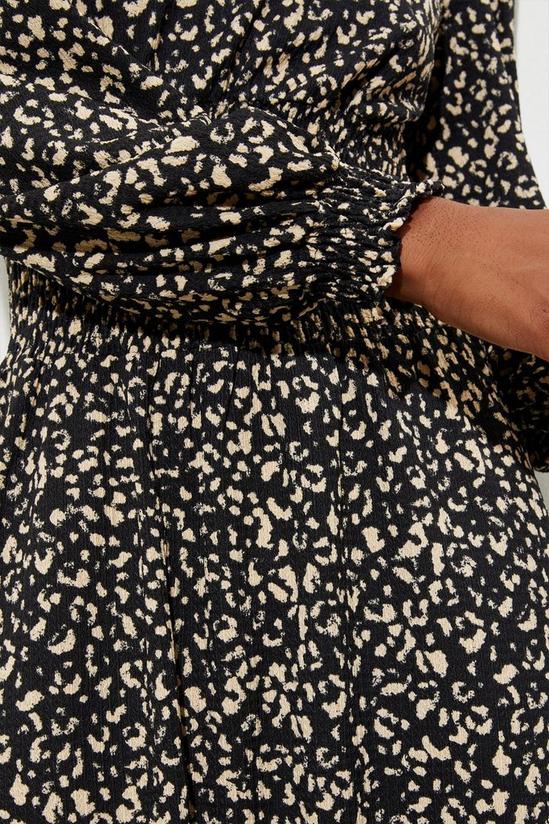 Dorothy Perkins Black Animal Textured Shirred Midi Dress 5
