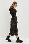 Dorothy Perkins Black Spot Textured Shirred Midi Dress thumbnail 2