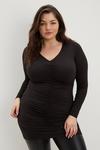 Dorothy Perkins Curve Black Ruched Front Tunic thumbnail 1