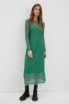 Dorothy Perkins Green Spot Mesh Long Sleeve Midi Dress thumbnail 1