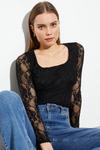 Dorothy Perkins Lace Square Neck Long Sleeve Top thumbnail 1
