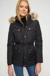 Dorothy Perkins Diamond Quilted Hooded Coat With Faux Fur thumbnail 1