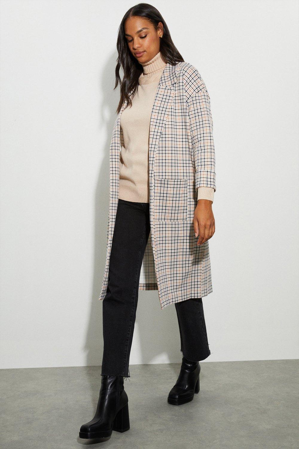 Checked on sale duster jacket