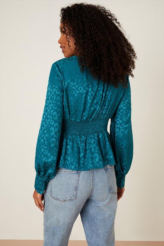 Dorothy Perkins Teal Jacquard Empire Button Front Blouse 3
