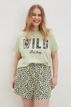 Dorothy Perkins Curve Leopard Print T-shirt & Shorts Pjama set thumbnail 1