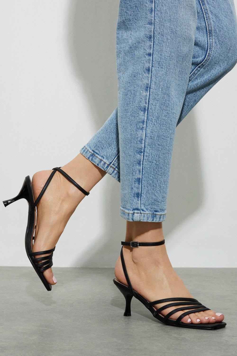 Strappy mid heel clearance sandals