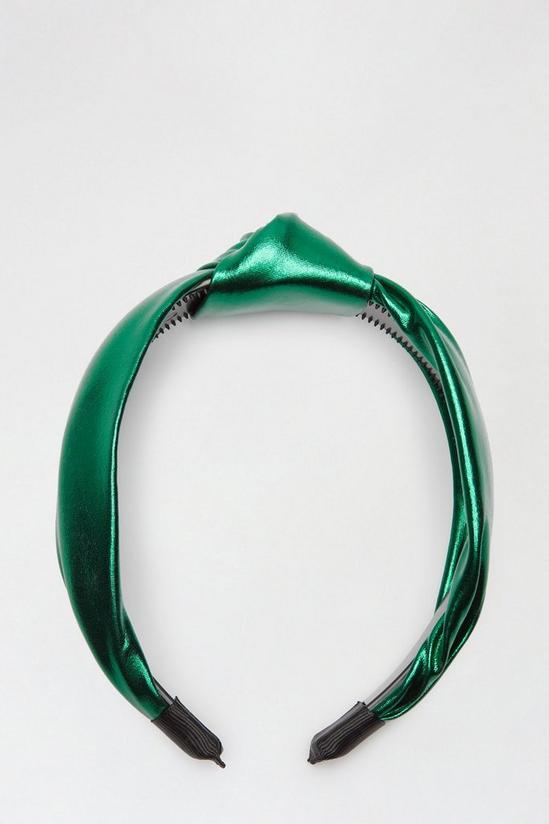 Dorothy Perkins Green Metallic Knot Headband 1