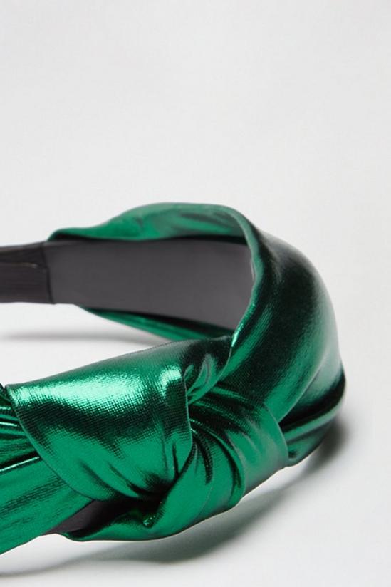 Dorothy Perkins Green Metallic Knot Headband 3