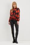 Dorothy Perkins Petite Red Floral Ruffle Tie Neck Top thumbnail 2