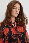 Dorothy Perkins Tall Red Floral Ruffle Tie Neck Top thumbnail 4