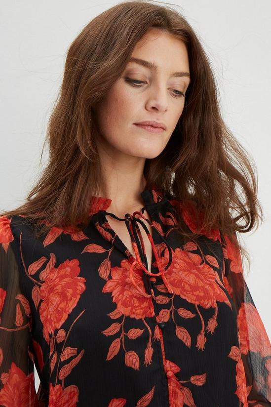 Dorothy Perkins Tall Red Floral Ruffle Tie Neck Top 4