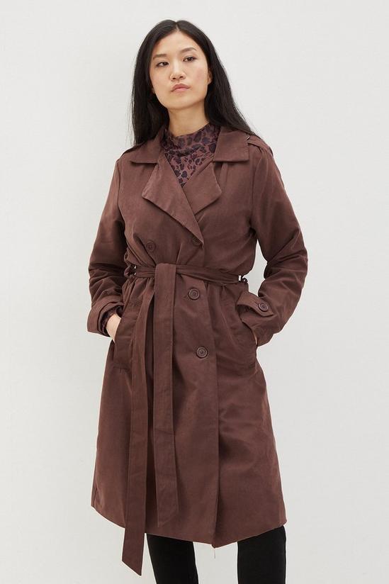 Dorothy Perkins Chocolate Double Breasted Belted Coat 1