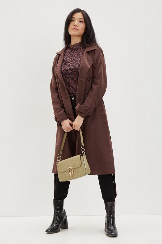 Dorothy Perkins Chocolate Double Breasted Belted Coat 2