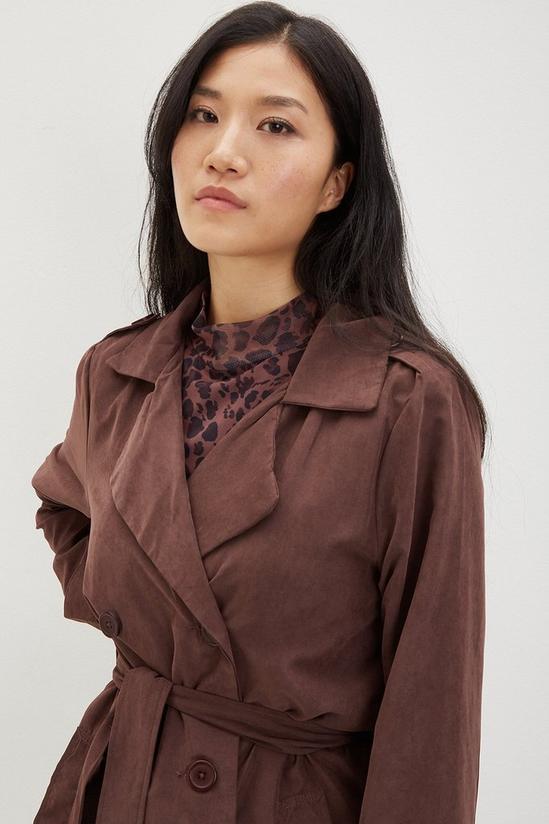 Dorothy Perkins Chocolate Double Breasted Belted Coat 4