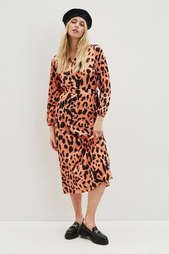 Dorothy Perkins Orange Leopard Satin Maxi Dress 1