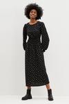 Dorothy Perkins Tall Mono Spot Shirred Waist Midi Dress thumbnail 1