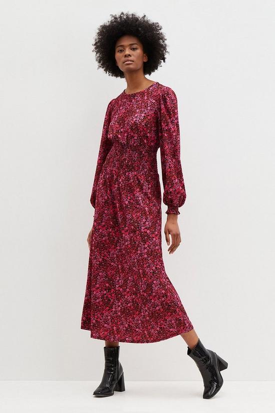 Dorothy Perkins Tall Ditsy Floral Shirred Waist Midi Dress 1