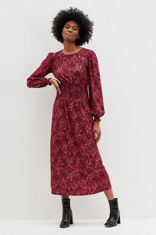 Dorothy Perkins Tall Ditsy Floral Shirred Waist Midi Dress 2