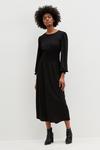 Dorothy Perkins Tall Black Shirred Waist Midi Dress thumbnail 1