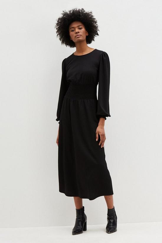 Dorothy Perkins Tall Black Shirred Waist Midi Dress 1
